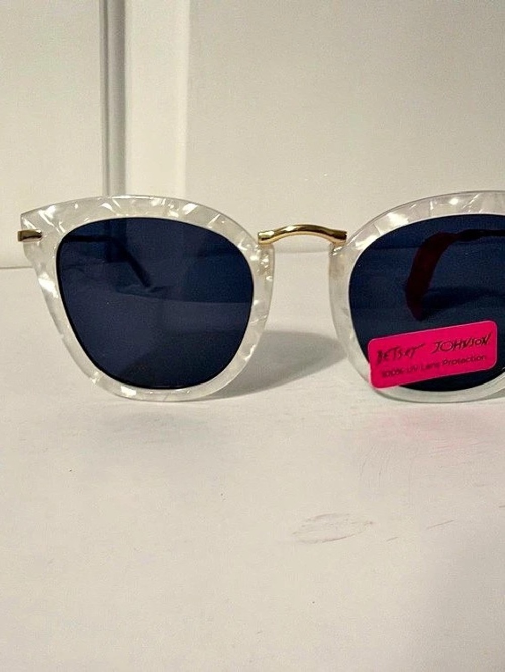 Betsey Johnson Clear & Gold Oversized Sunglasses NWT